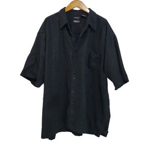 George Lenin Blend Button Up Shirt Mens 2XL Black Pocket Beach Travel Cruise
